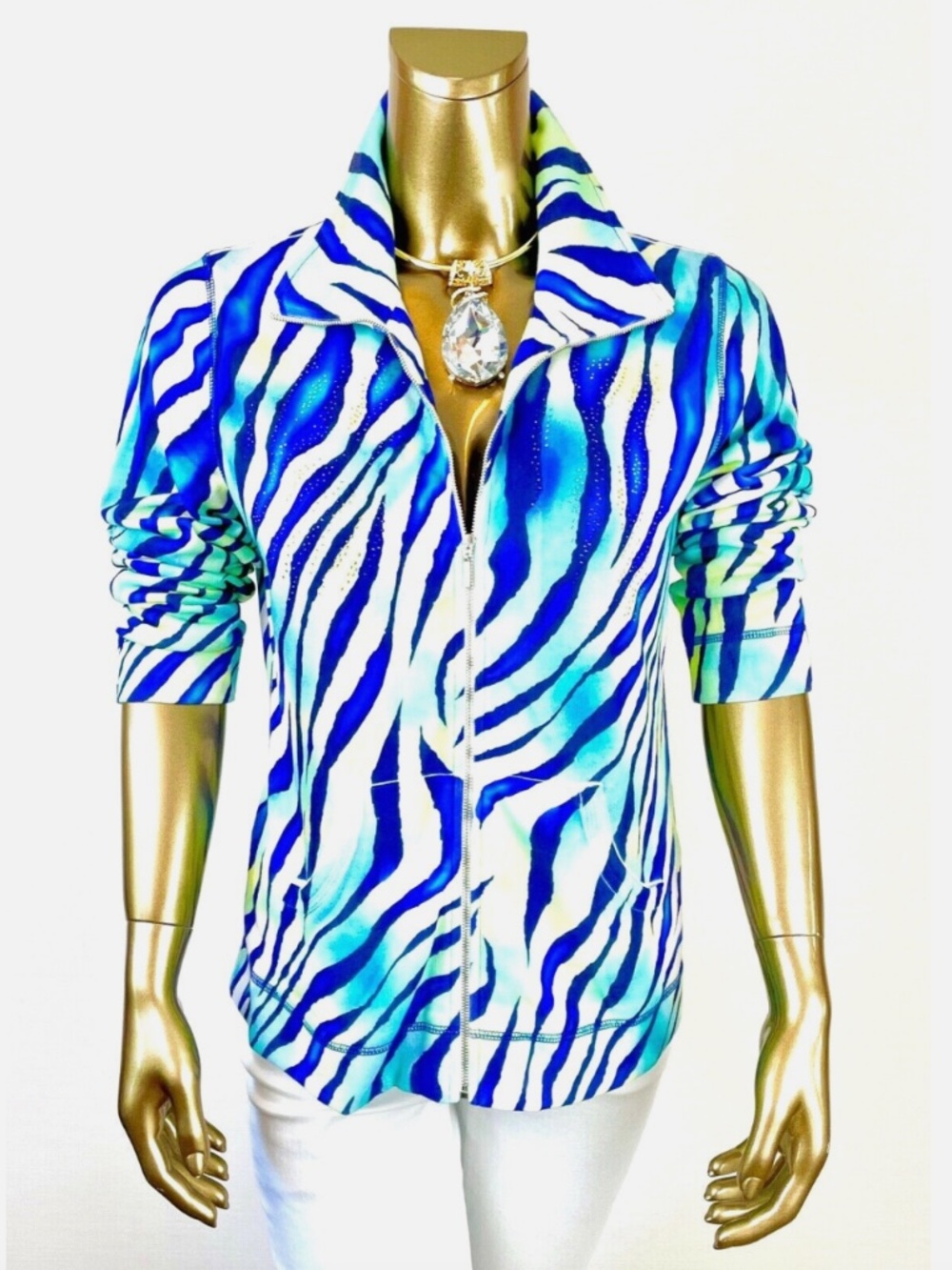 *NEW CLOSING-SALE CHICO'S ZENERGY SIZE-1  WAVE POCKET ZIPPER JACKET (M-8)